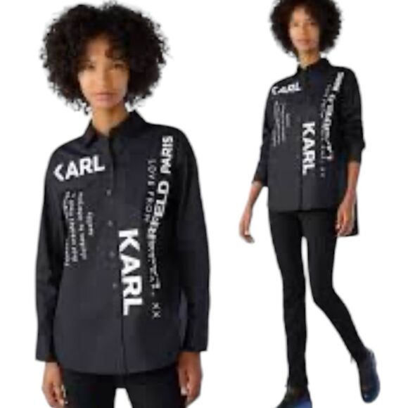Karl Lagerfeld Black Graphic Shirt limited edition size extra small - Picture 1 of 7